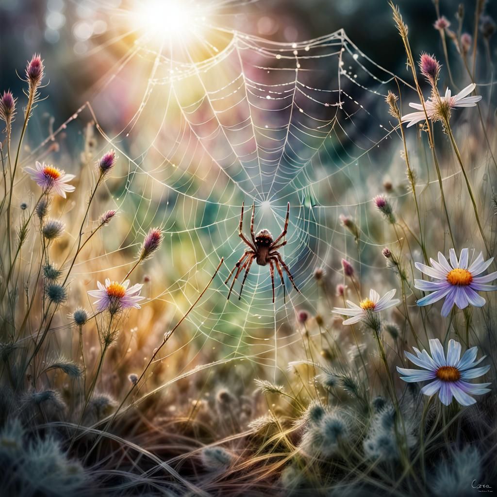 Watercolor Spider Web  by @Chickadee