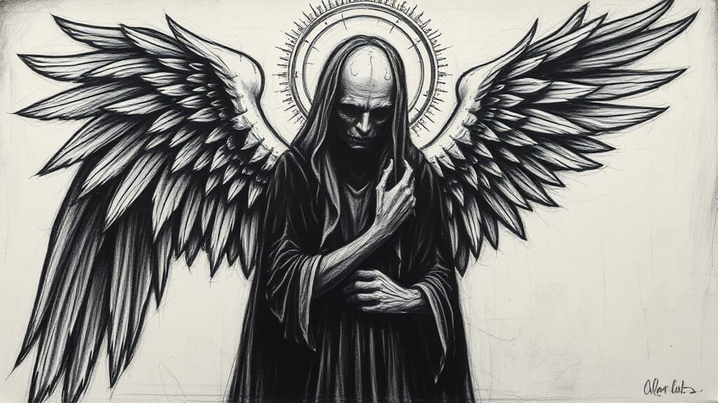 by Alfred Kubin (Austrian, 1877-1959) 
“The Angel of Death”,  ca. 1900, Ink on paper. 
Albertina Modern, Vienna.