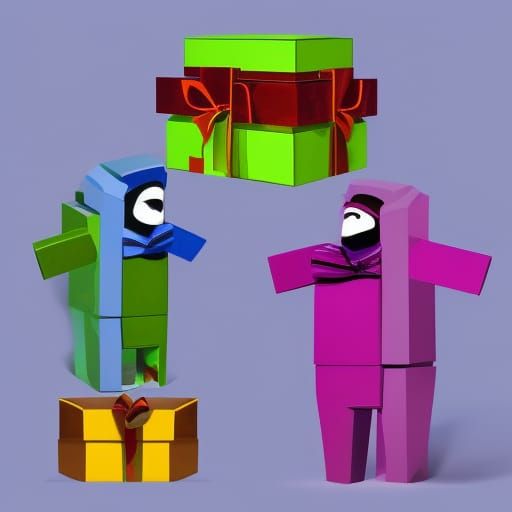 A colorful character named Gift box from an animated object ...