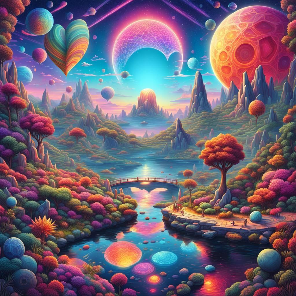 Psychedelic Landscape 3 - Ai Generated Artwork - Nightcafe Creator