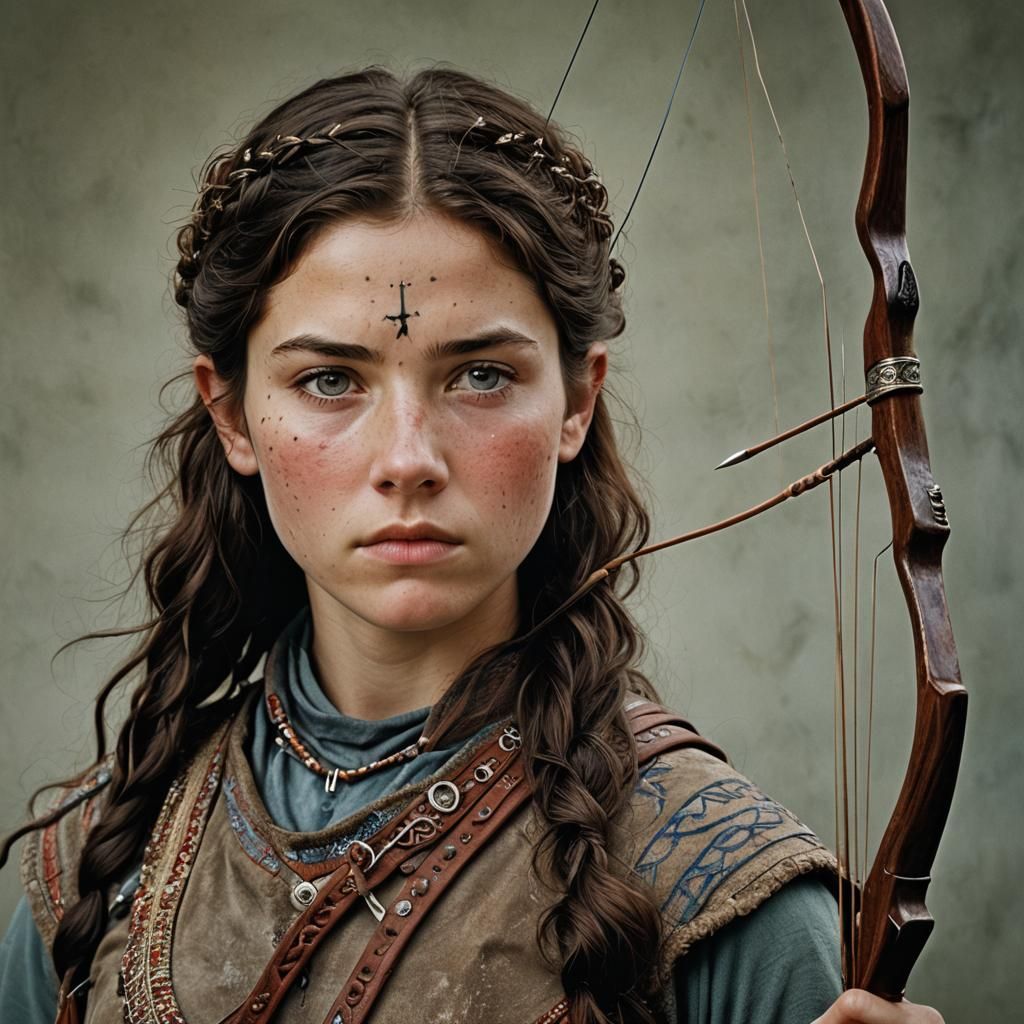 Ancient pictish teenage female archer