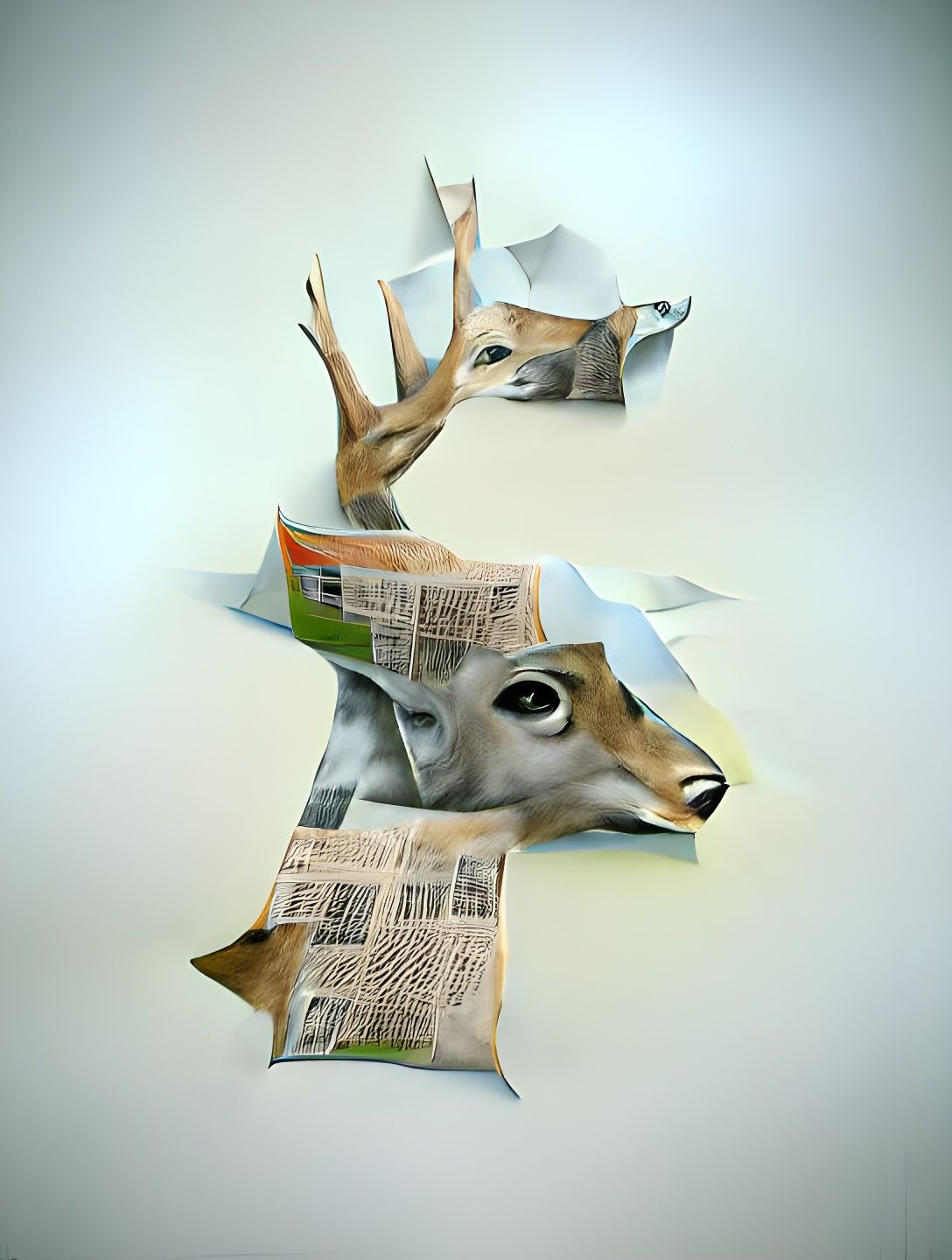 Deer newsprint collage
