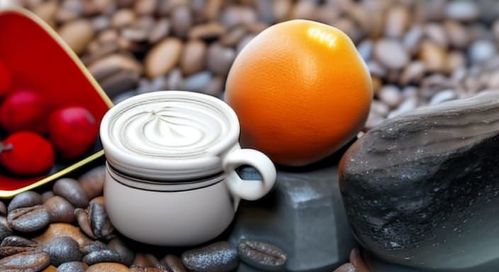 cup of cofee, computer mouse, a stone dworf ,miniature plast...