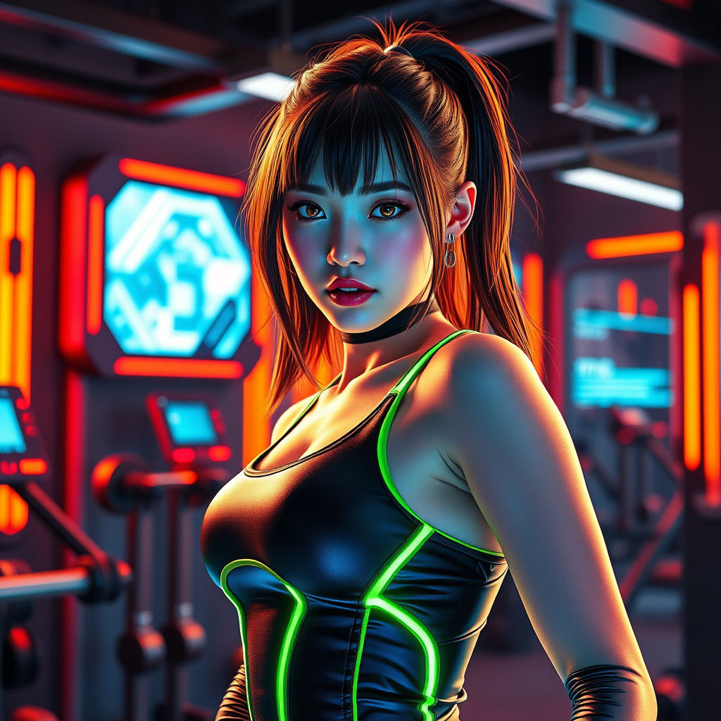 Jennie of Blackpink at a futuristic gym 