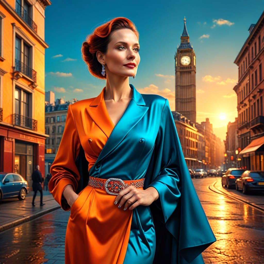 Surreal Cityscape Portrait of a Charming Lady