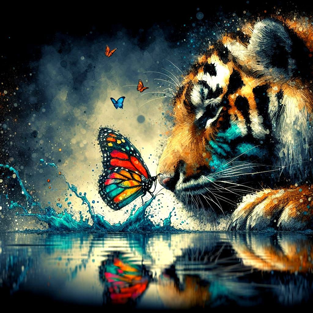 Butterfly and tiger   by @Jarka Carta