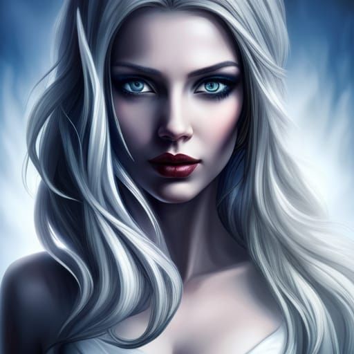 Treacherous girl with beautiful delicate face and big blue e...