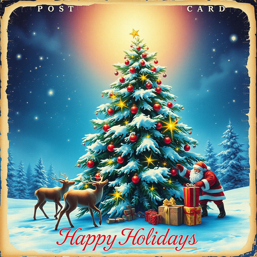 Vintage Holiday Postcard   by @Veils