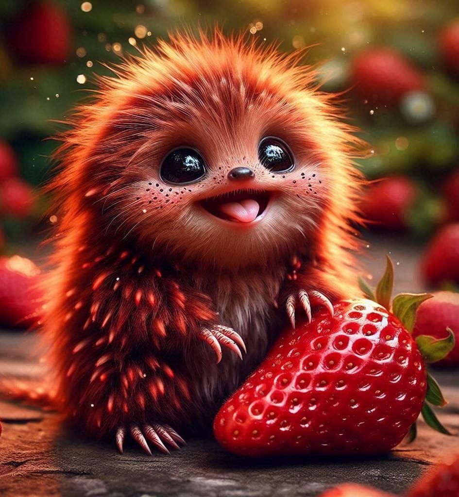 Adorable strawberry monster