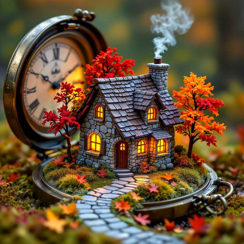 Tiny Cottage in a Pocket Watch  by @Eric V