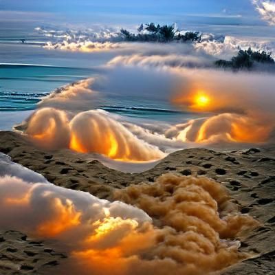 Sunrise ocean sand clouds beautiful