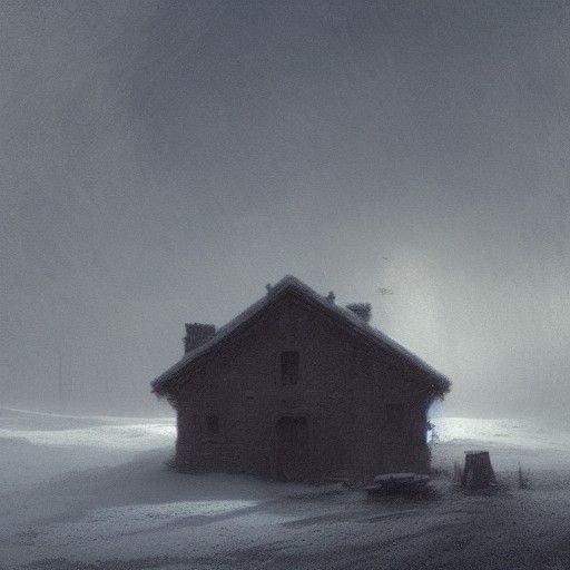 Lonely House During Winter