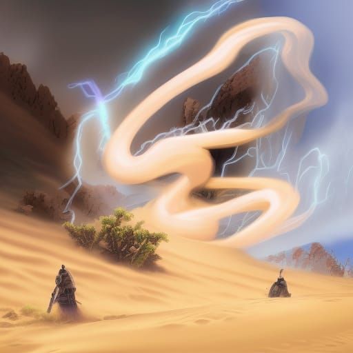 Air elemental causing havoc through a desert