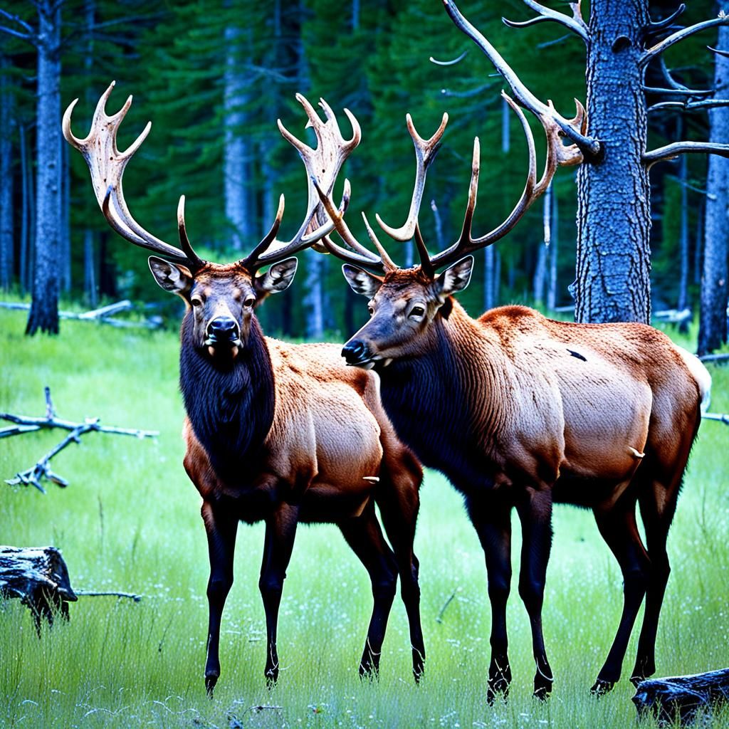 2 CERFS MALES