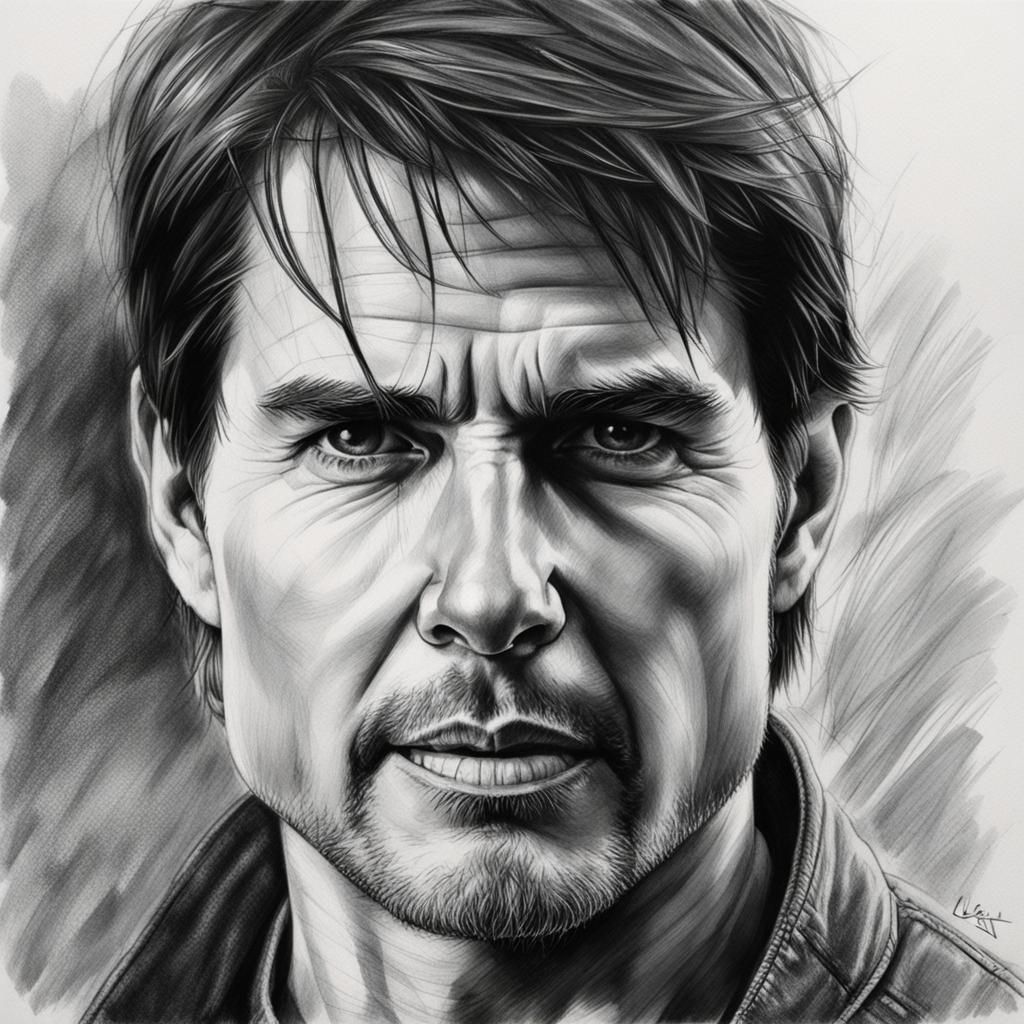 Tom cruise pencil sketch portrait