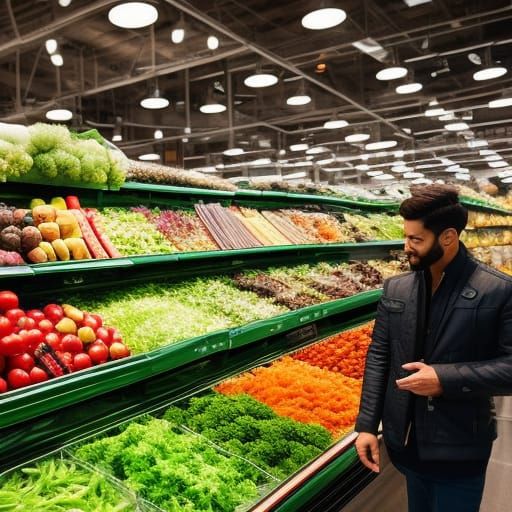 man shopping for vegetables