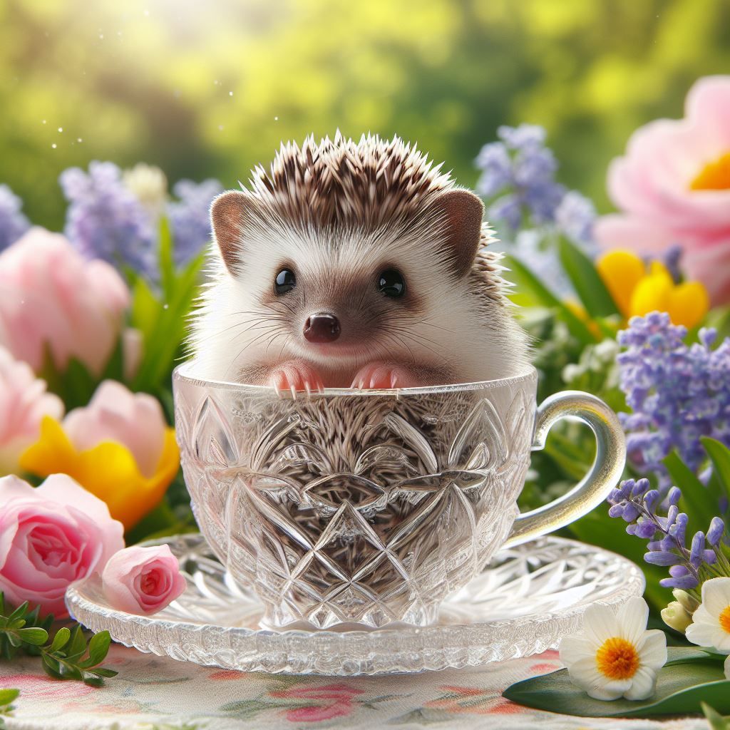 Cute Hedgehog in a teacup