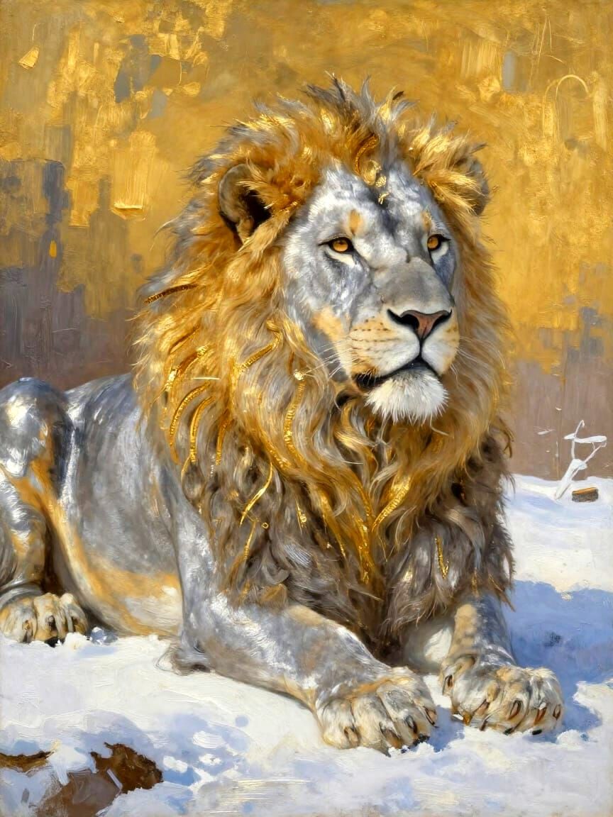 Majestic Silver & Gold Lion  by @Daleone