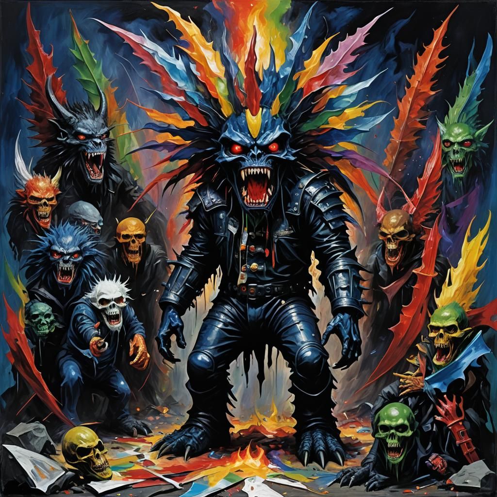 SPIKED GATEWAY TO INSANITY, INDIGO BLUE HELLS ANGEL LEATHERS...