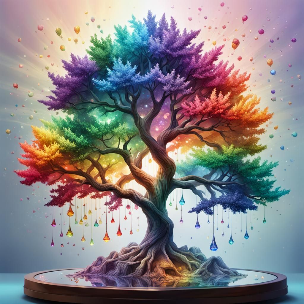 a rainbow crystal tree