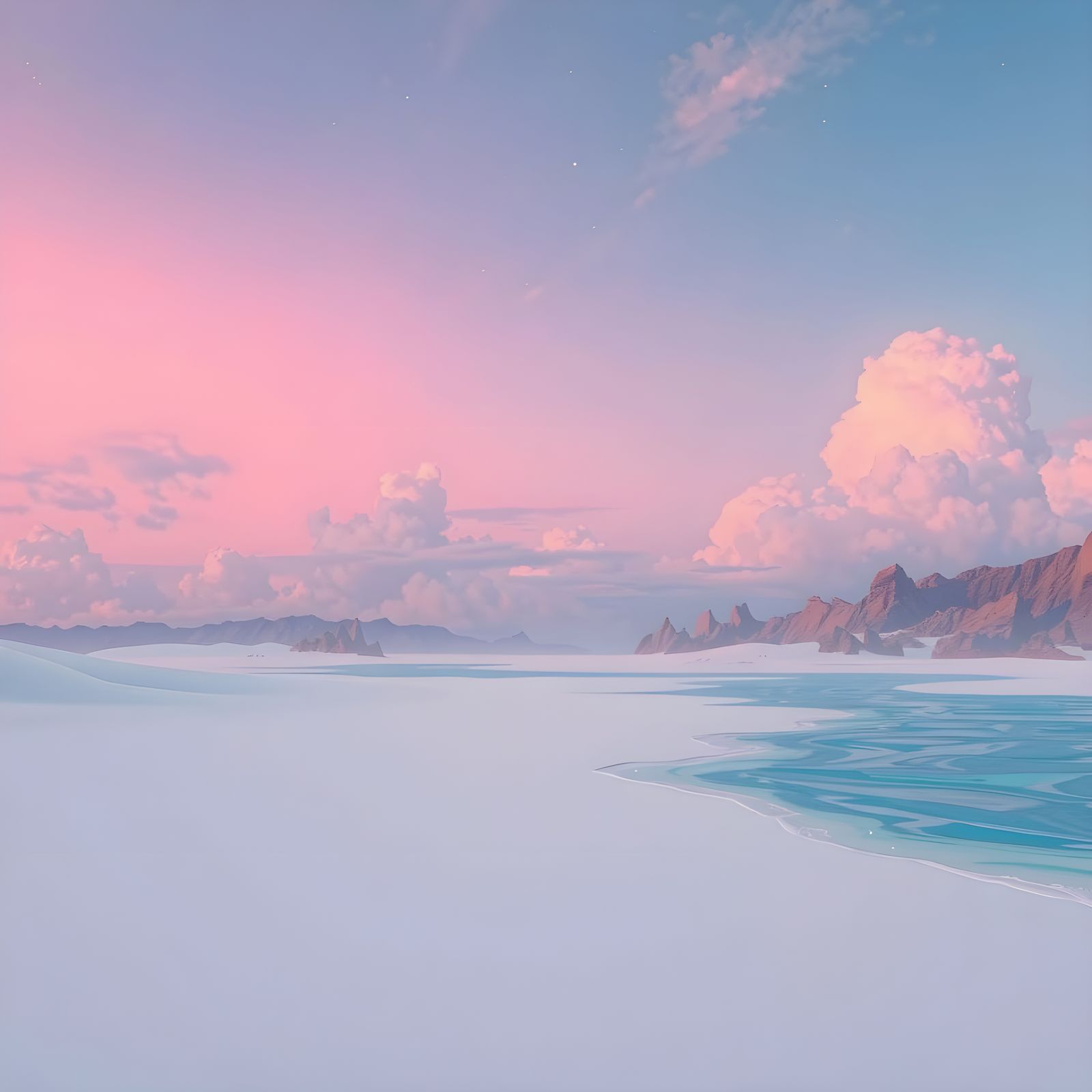 Futuristic Desert Beach with Turquoise Water in 8K