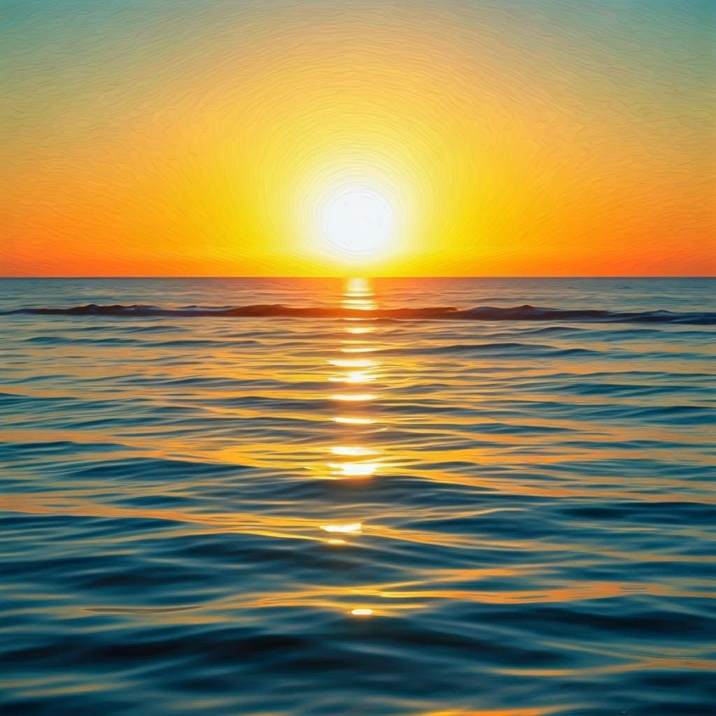 Golden Light at Dawn on the Ocean