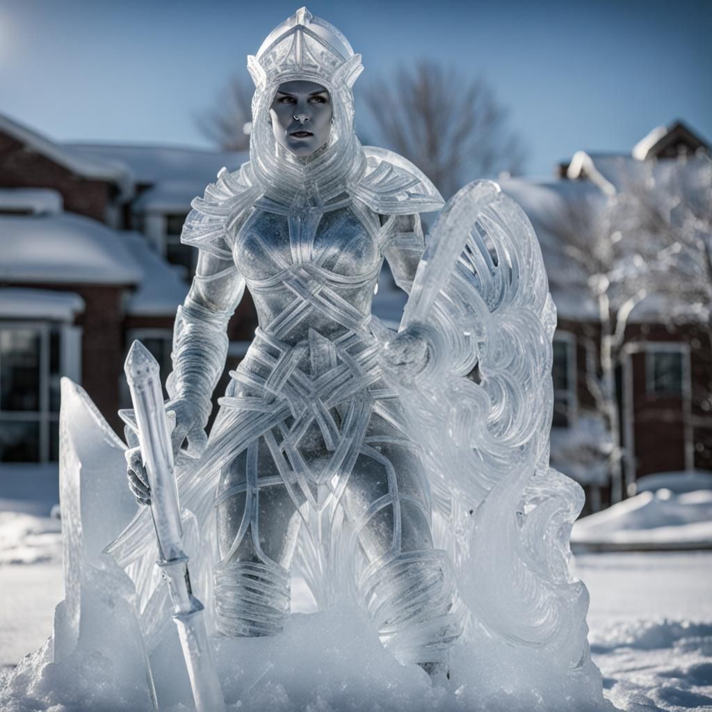 Ice sculpture of the most badass woman warrior