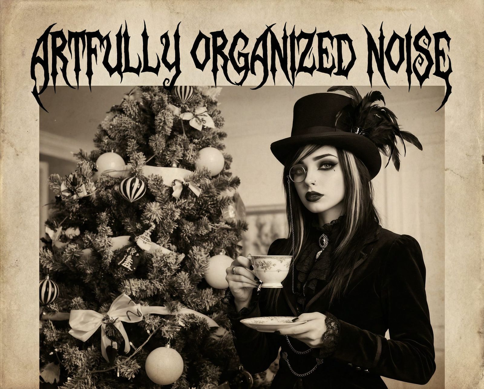 Emo Victorian Woman in Suit with Top Hat and Monocle