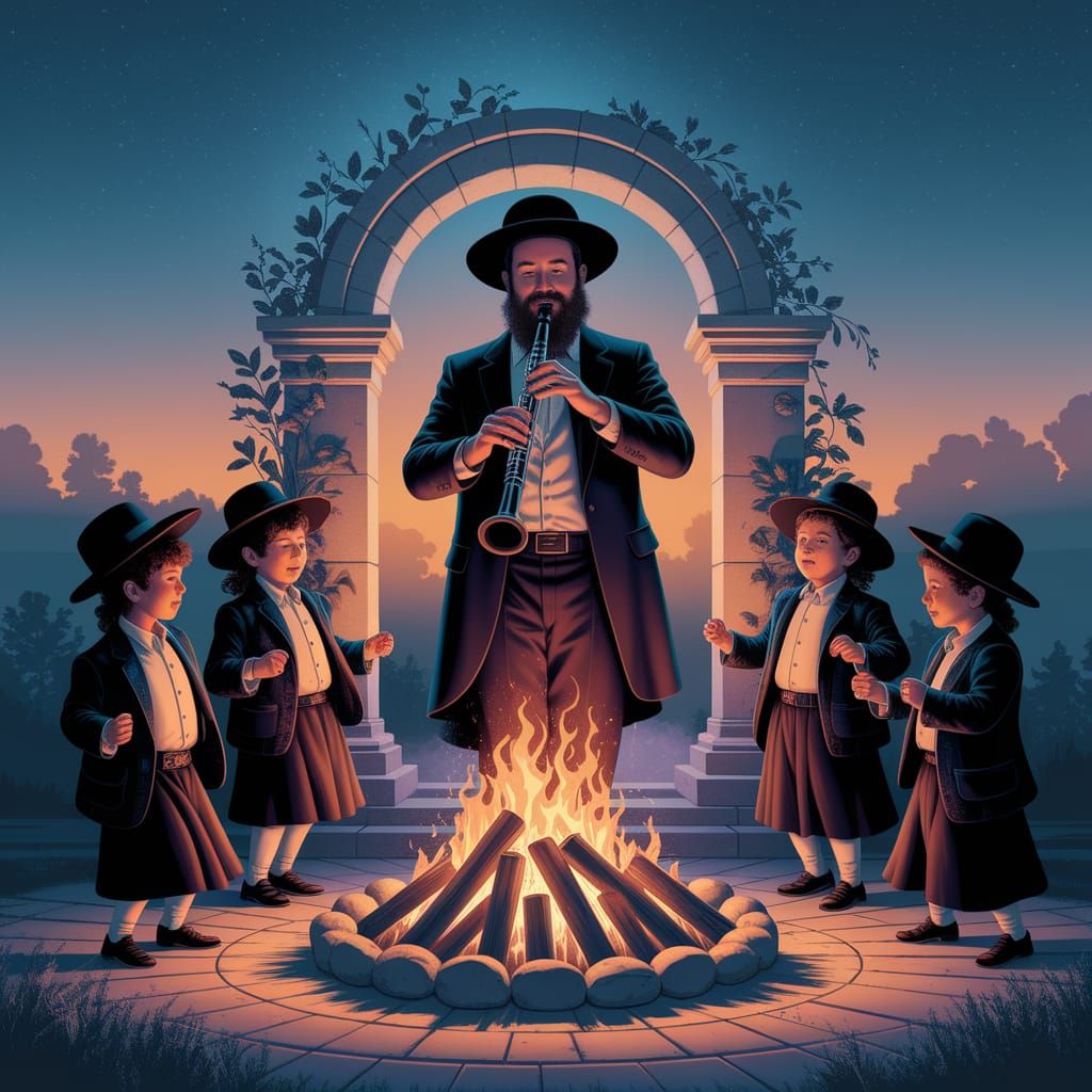 Chasidic Jew Plays Clarinet at Rabbi Shimon Bar Yochai's Gra...