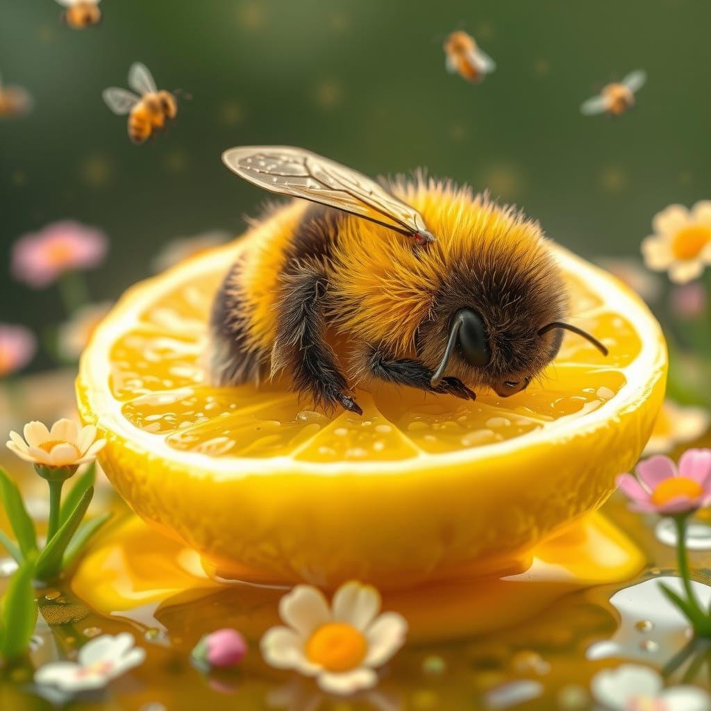 fluffy bumblebee  by @fineluart
