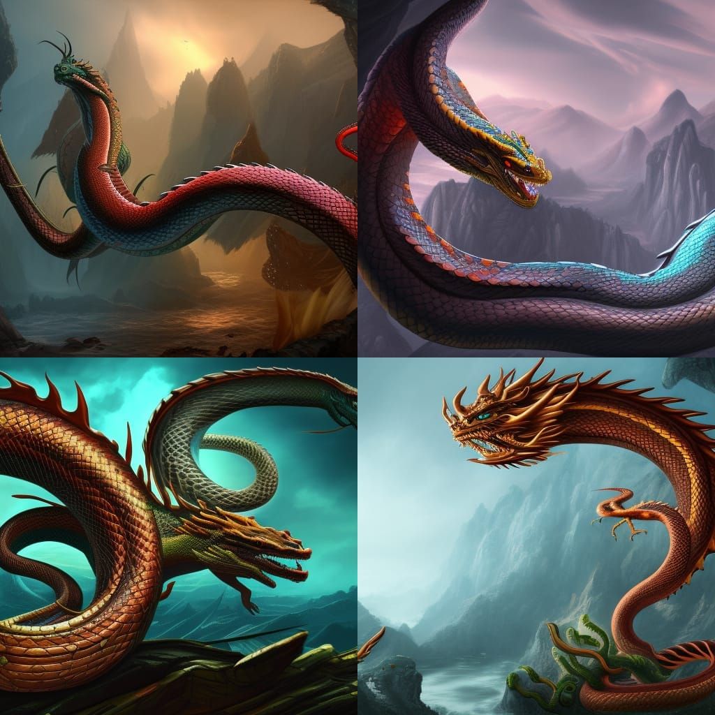 half snake half dragon mixology 4k - AI Generated Artwork - NightCafe ...