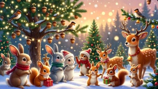 12/19/2025-Forest Animals Celebrating Christmas Art By Archangel Tara