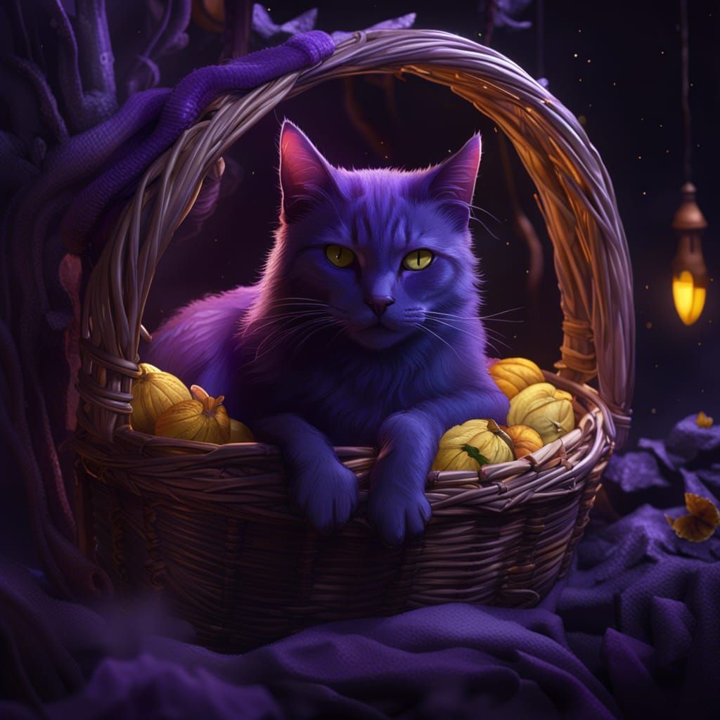 Cat sleepin in basket