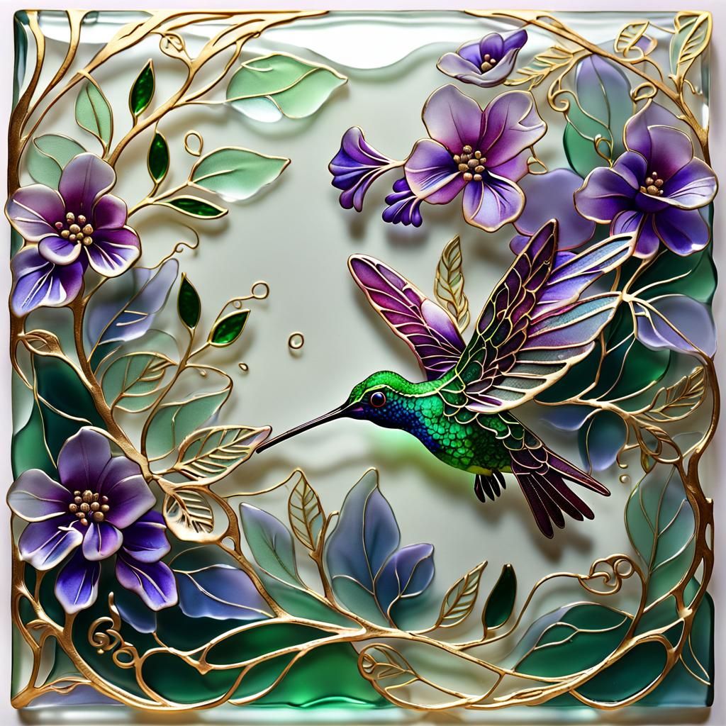 Hummingbird in stained glass  by @Andy