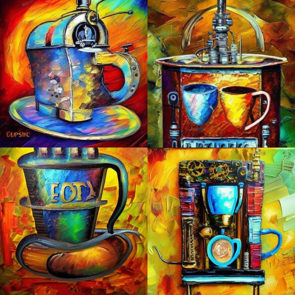 Epic steampunk Magical Coffee Machine AI Generated Artwork