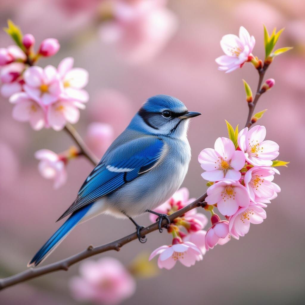 a blue bird on a blossom tree  by @Charlie Desroches
