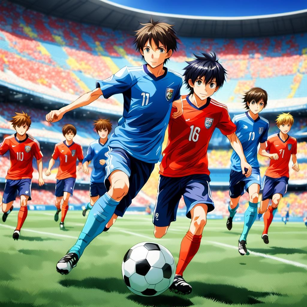 Anime Football Goal Kick with Vivid Colors