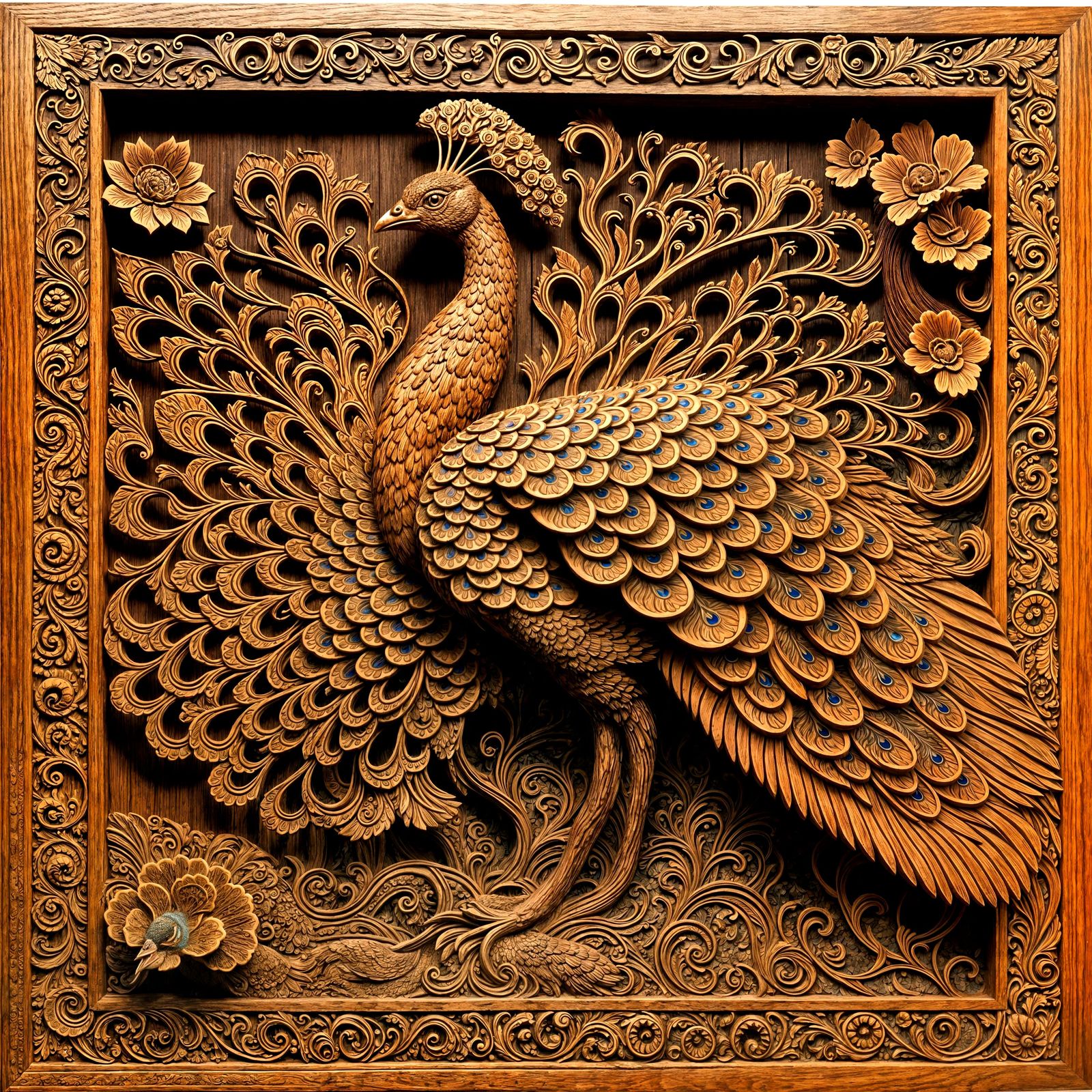 Peacock Wood Carving  by @Pelukis Muda
