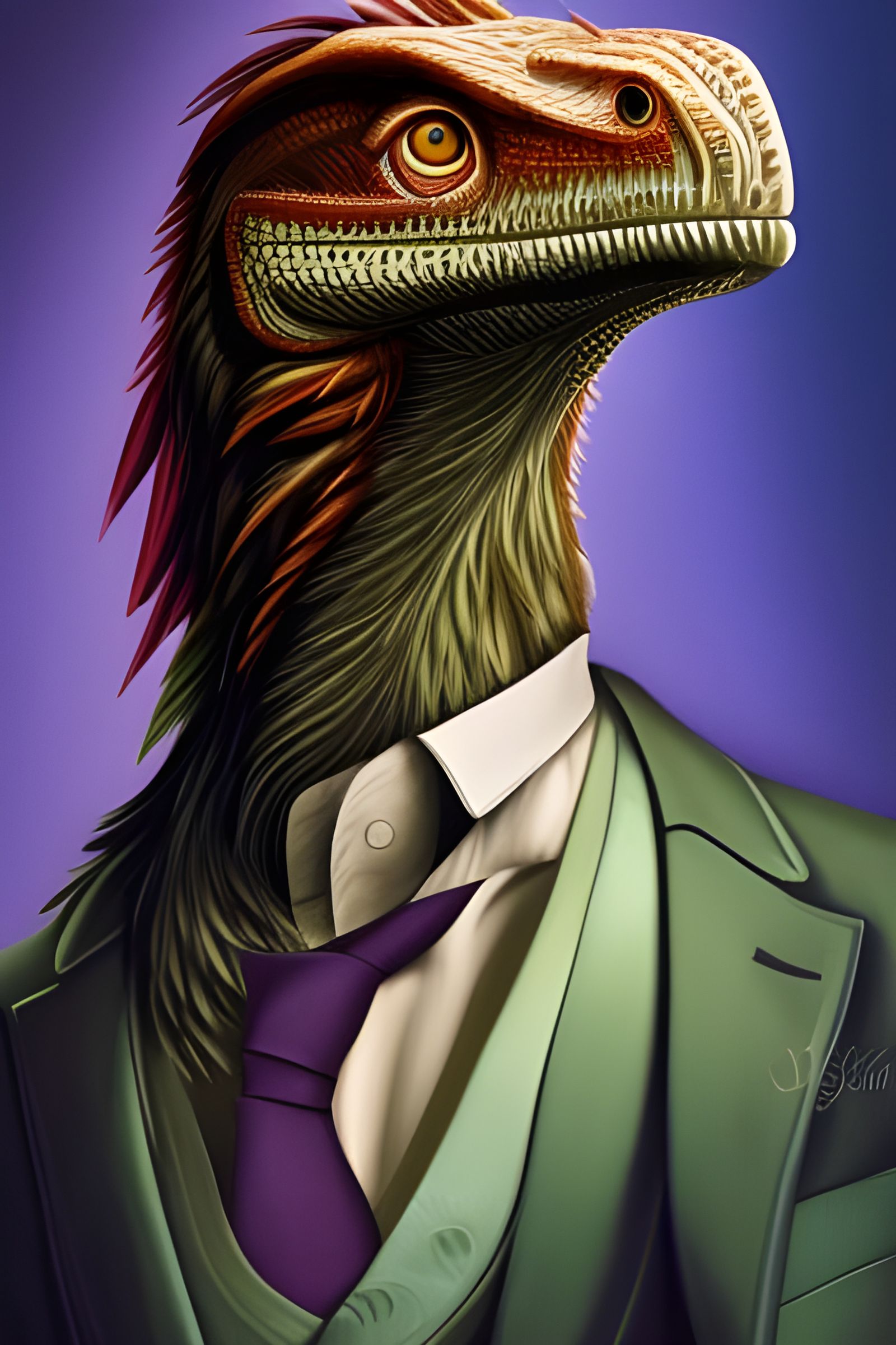 Dapper Velociraptor  by @Prettysleepy Art