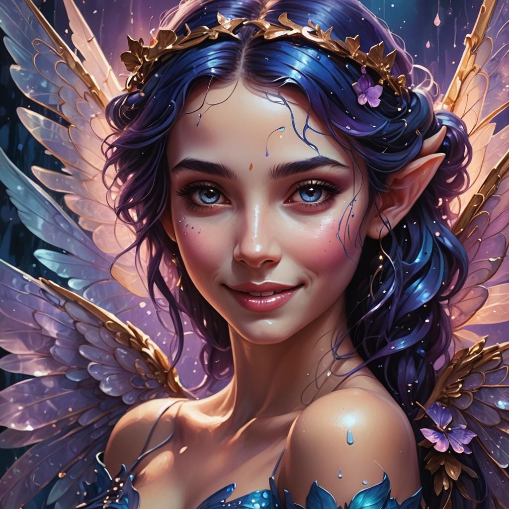 Smiling Fairy Girl Portrait in Disney Style