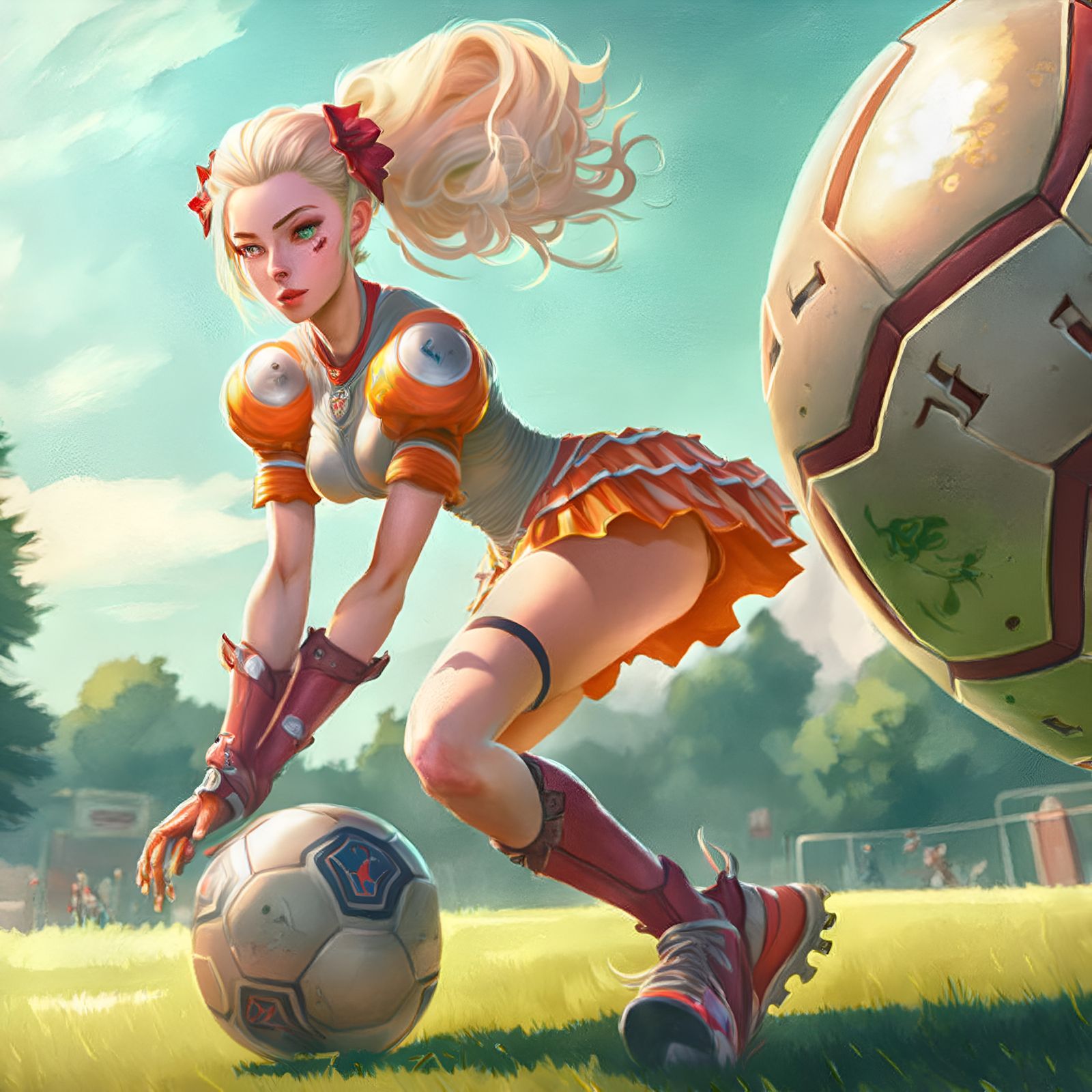 Midjourney v4: Soccer Quinn Protects Her Shin Again