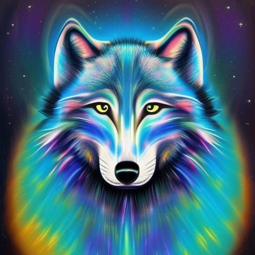 A Cosmic Wolf - AI Generated Artwork - NightCafe Creator
