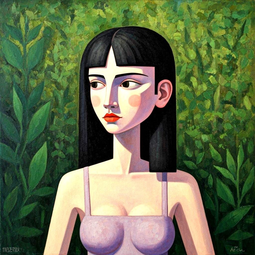 A cubist girl in nature
 