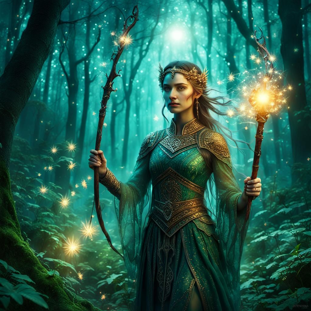 Enchantress in the forest I - AI Generated Artwork - NightCafe Creator