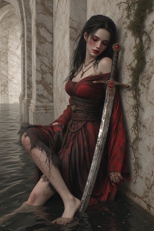 resting by her sword