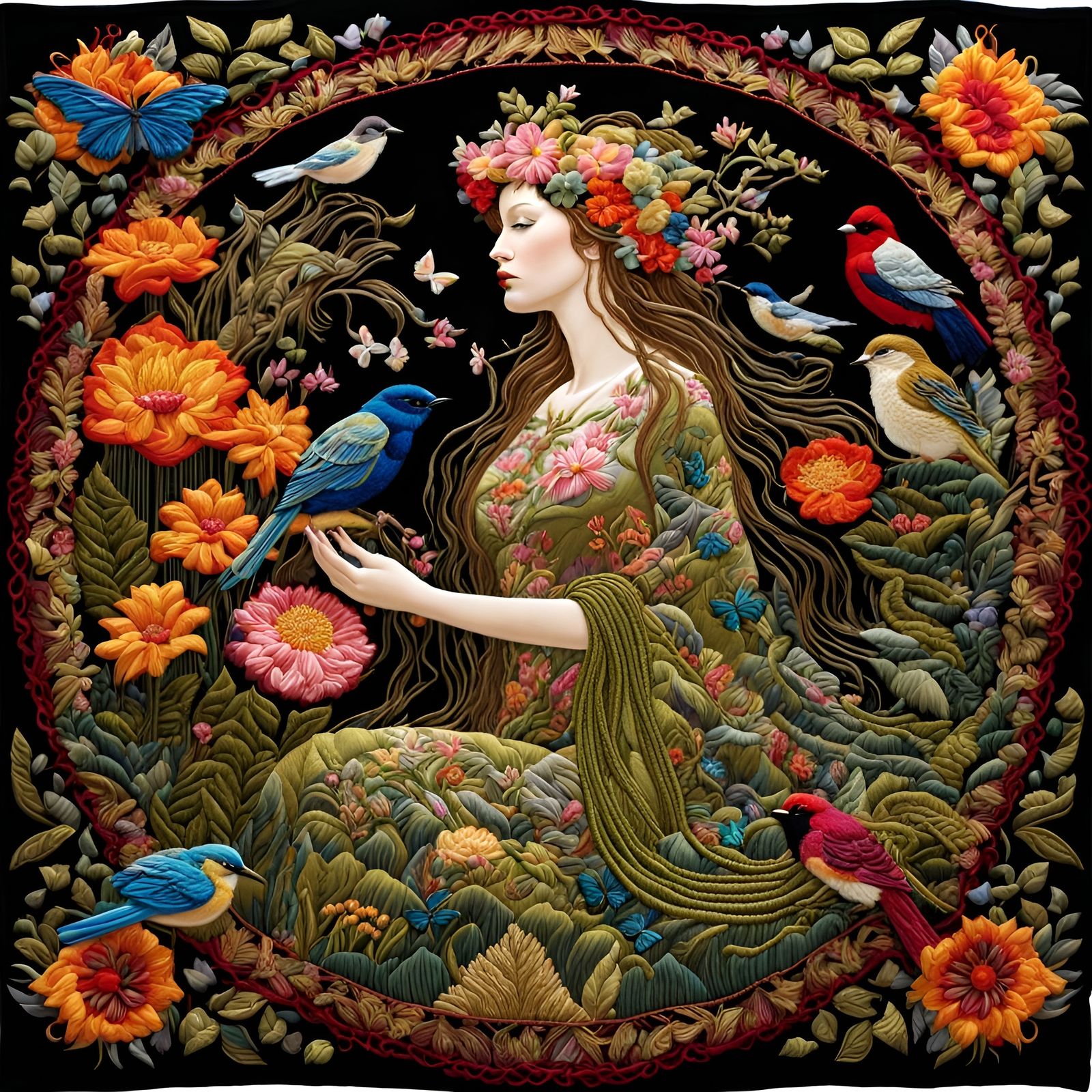 Nature Goddess Gaia Embroidery.  by @SmartArtz