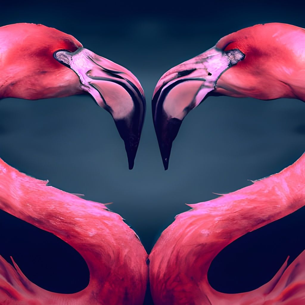 2 pink flamingos facing each other - AI Generated Artwork - NightCafe ...