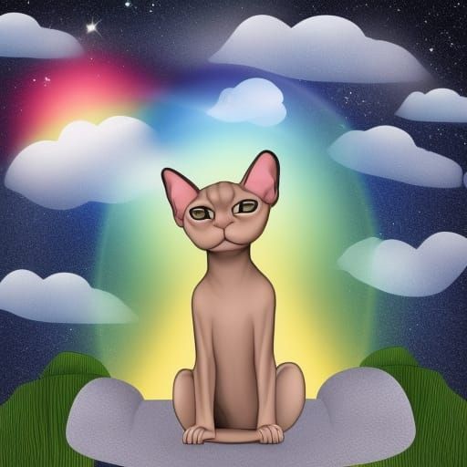 Cute Sphynx Cat in zen cloud garden - AI Generated Artwork - NightCafe  Creator
