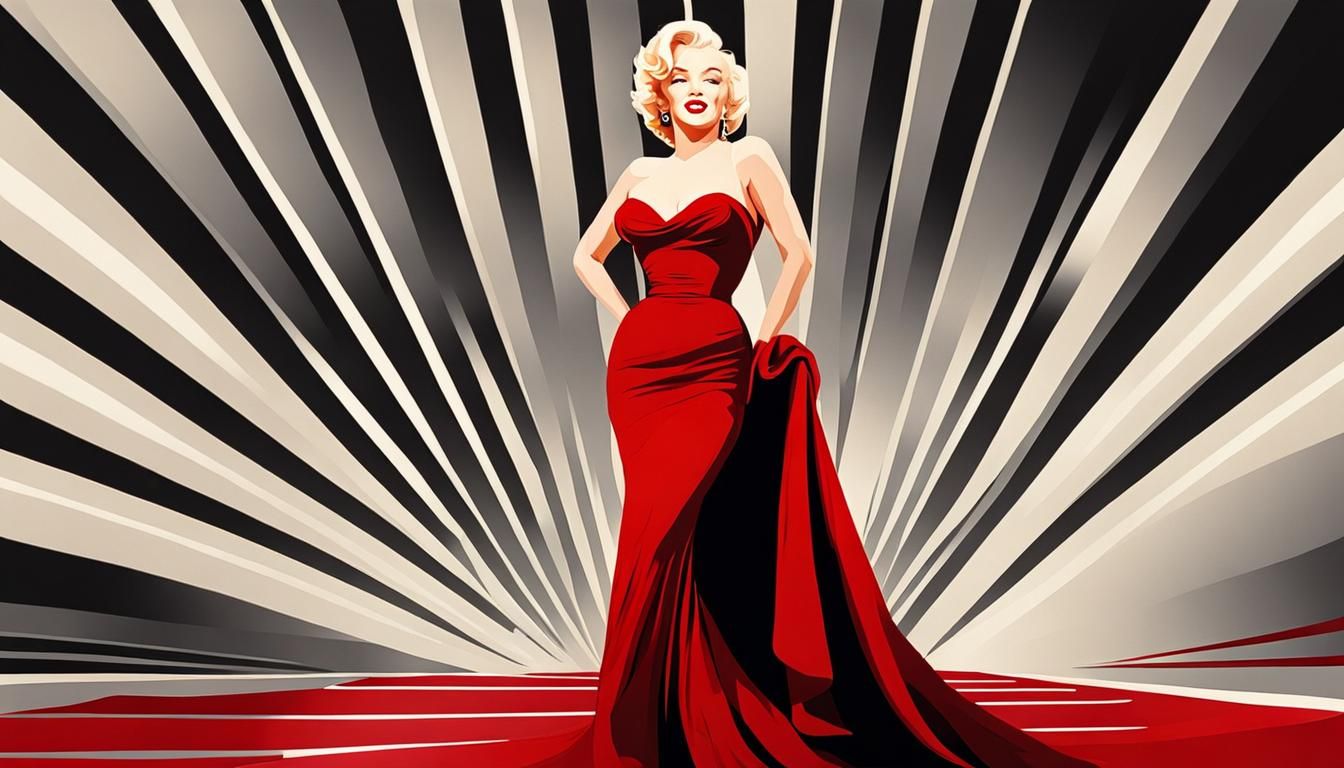 Gorgeous Marilyn Monroe walking down a red carpet in a stunning evening gown at the Academy Awards. Waving ...  by @Bunnzo