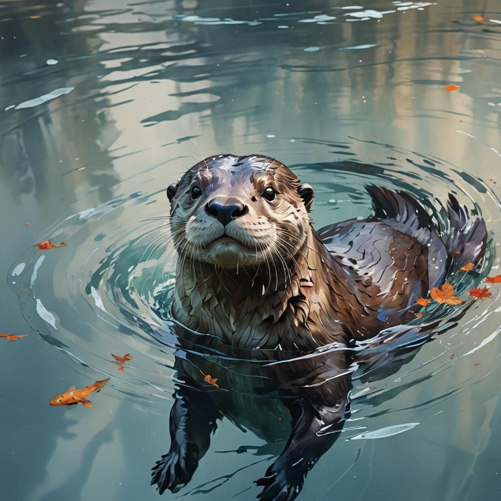 Swimming Otter  by @Litnut17